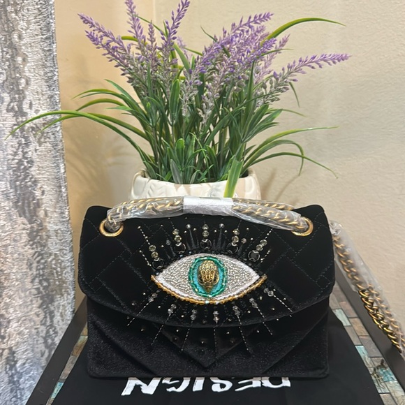 Kurt Geiger London Mini Kensington Eye Quilted Velvet Crossbody Bag - Picture 6 of 13